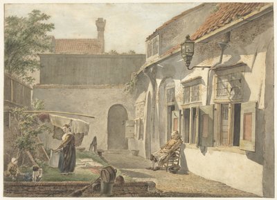 Pátio com figuras em Utrecht de Hermanus van Brussel