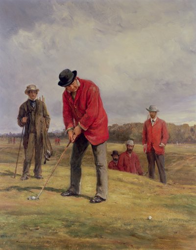George Glennie Colocando em Blackheath com Putting Cleek, 1881 de Heywood Hardy