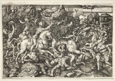 Combate entre cavaleiros, 1523. de Hieronymous Hopfer
