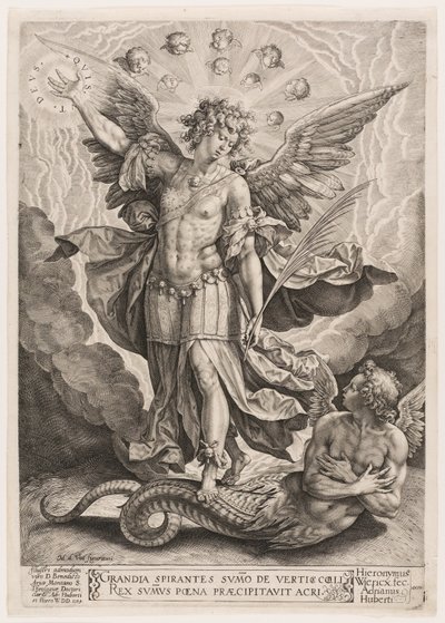São Miguel triunfando sobre o dragão de Hieronymous Wierix