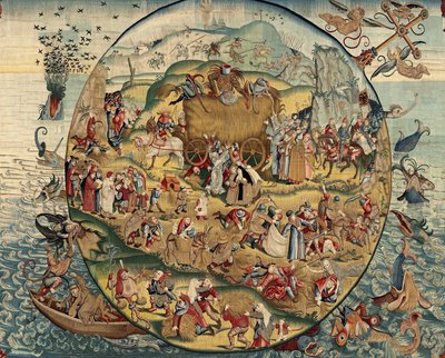 Tapeçaria inspirada no trabalho de Hieronymus Bosch, c.1560 (ouro, prata, seda e lã) de Hieronymus (after) Bosch