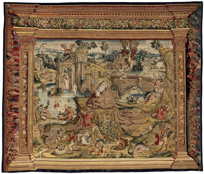 Tapeçaria inspirada no trabalho de Hieronymus Bosch, c.1560 (ouro, prata, seda e lã) de Hieronymus (after) Bosch
