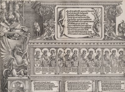 A Secção Superior do Portal Direito, com a Inscrição em Pele de Veado, Friso com ..., 1515. de Hieronymus Andreae