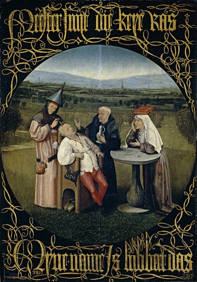 A cura da extração de loucura da pedra da loucura, entre 1488 e 1516 de Hieronymus Bosch