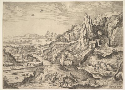 Abraão e Isaac a caminho do sacrifício, 1558. de Hieronymus Cock