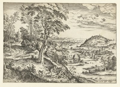 Céfalo e Prócris Paisagens com cenas bíblicas e mitológicas (título da série) de Hieronymus Cock
