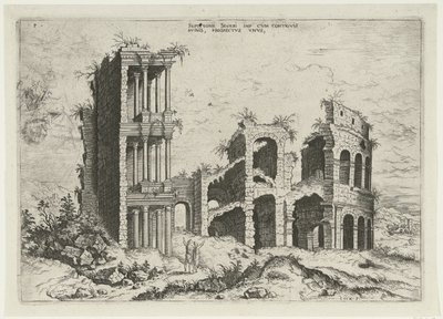 Vista do Septizonium e Coliseu em Roma
Septizonii Severi Imp (...) (título sobre o objecto)
Ruínas romanas (título da série) de Hieronymus Cock