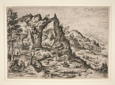 Judas e Thamar, de Paisagens com Cenários Bíblicos e Mitológicos de Hieronymus Cock