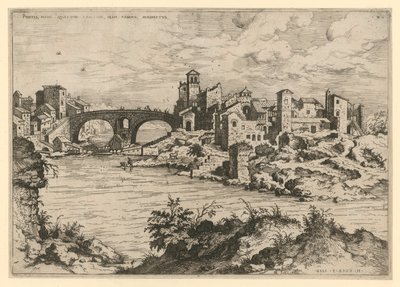 A Ponte dos Quatro Pontes e a Ilha do Tibre de Hieronymus Cock
