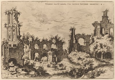 Ruínas no Palatino com o Septizonium de Hieronymus Cock