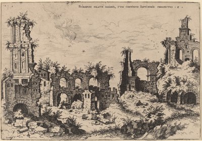 Ruínas no Palatino com o Septizonium de Hieronymus Cock