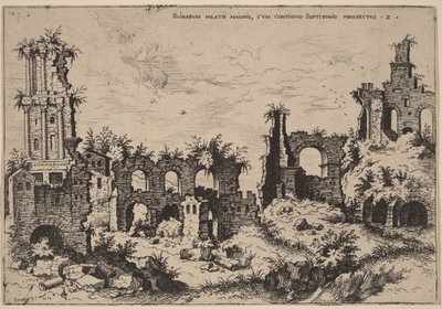 Ruínas no Palatino com o Septizonium de Hieronymus Cock