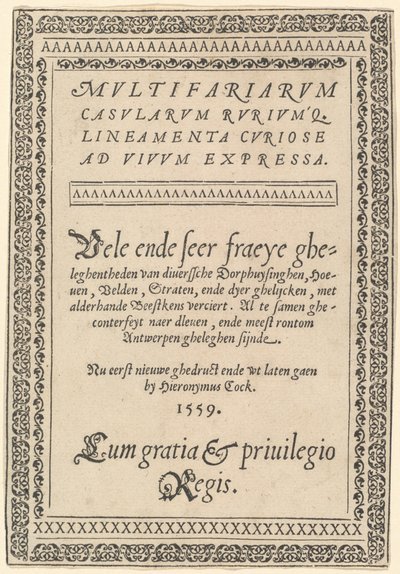 Página de rosto de «Multifariarum Casularum» de Hieronymus Cock