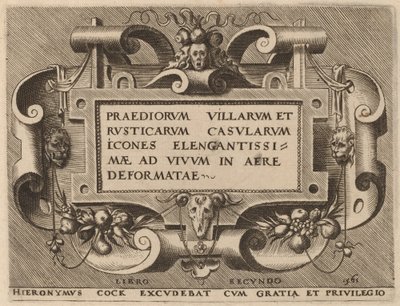 Página de título para "Compras de Villas" de Hieronymus Cock