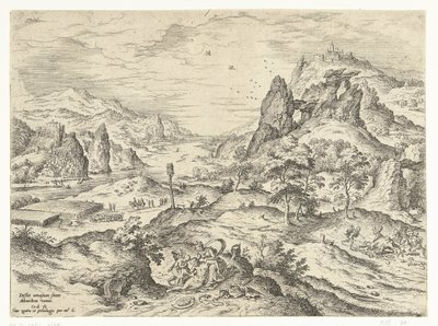 Vênus lamenta a morte de Adonis Paisagens com cenas bíblicas e mitológicas (título da série) de Hieronymus Cock