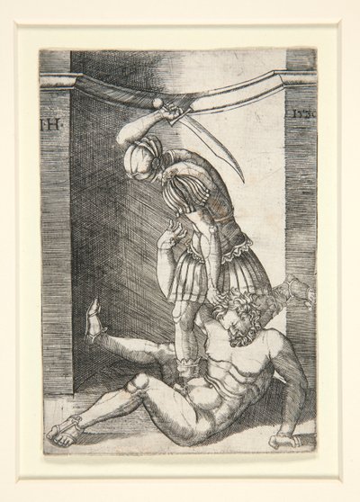 Soldado matando um homem nu de Hieronymus Hopfer