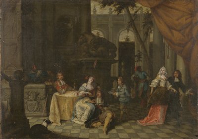 Empresa elegante em um terraço, 1669 de Hieronymus Janssens