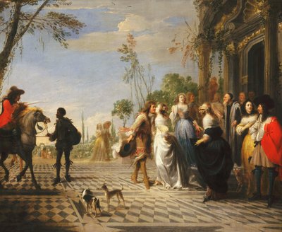 A parábola do filho pródigo - o filho pródigo saindo de casa de Hieronymus Janssens