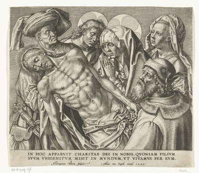 O corpo do Cristo morto é transportado de Hieronymus Wierix