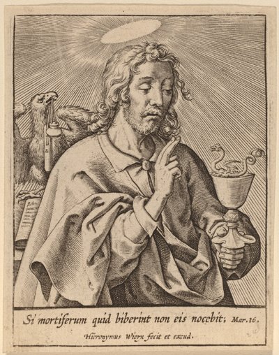 E se eles começarem a beber mortalmente... (São João Evangelista) de Hieronymus Wierix