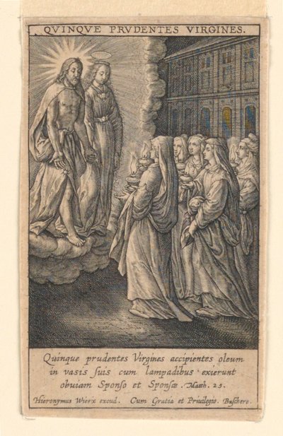 As Cinco Virgens Sábias, da suíte "Speculum Virginitatis" de Hieronymus Wierix