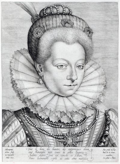 Retrato de Catherine Henriette de Balzac d&39;Entragues (1579-1633), Marquesa de Verneuil, 1600 de Hieronymus or Jerome Wierix