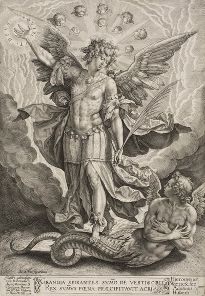 St Michael triunfando sobre o dragão, 1584 de Hieronymus or Jerome Wierix