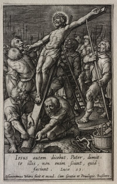 A paixão: Cristo sendo crucificado. de Hieronymus or Jerome Wierix