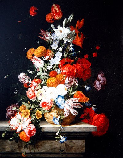 Flores mistas num vaso dourado (óleo sobre painel) de Hieronymus the Elder Galle