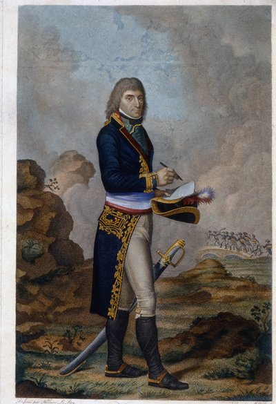 Retrato do imperador Napoleão Bonaparte (1769-1821). (Retrato do Imperador Napoleão Bonaparte). Obra de Hilaire Ledru (1769-1840), gravura colorida em aquarela, por volta de 1810. Arte francesa de Hilaire Ledru