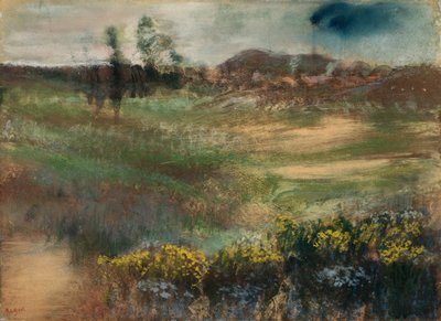 Paisagem com chaminés de fumo de Hilaire Germain Edgar Degas