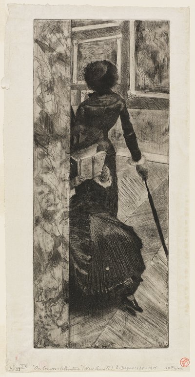 Mary Cassatt na Galeria de Pinturas do Louvre de Hilaire Germain Edgar Degas