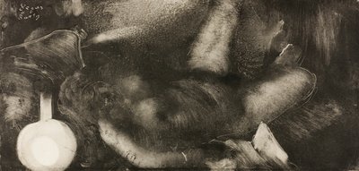 Mulher reclinada na sua cama de Hilaire Germain Edgar Degas