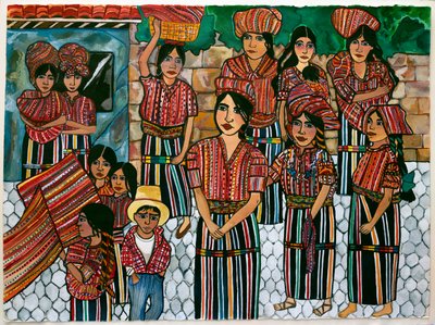 Guatemalen Girls, Solola, 2023 (aguarela sobre papel) de Hilary Simon
