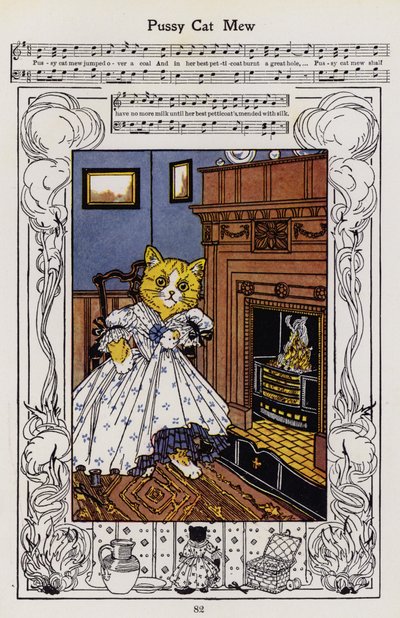 Pussy Cat Mew (cor litho) de Hilda Broughton