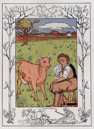 O Velho e Sua Esposa (cor litho) de Hilda Broughton