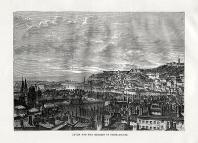Lyon e as alturas de Croix-Rousse, França, 1879 de Hildibrand
