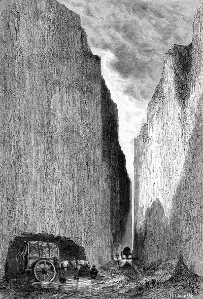 Estrada cortada através da terra amarela, China, c1890. de Hildibrand