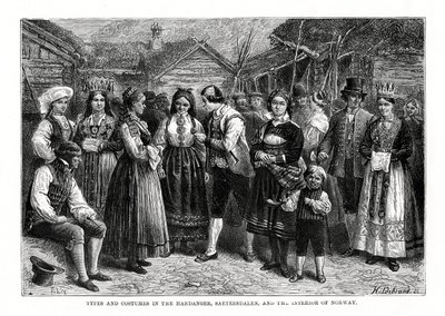 Tipos e figurinos na Noruega, 1879. de Hildibrand