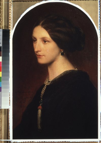 ""Retrato da Condessa Sophie Shuvaloff (Shuvalov ou Shuvalova)"" Retrato de um jovem aristocrata, um colar de pérolas no pescoço. Pintura de Paul Hippolyte Delaroche (1797-1856) 1853 Moscou, Museu Pushkin de Belas Artes de Hippolyte Delaroche