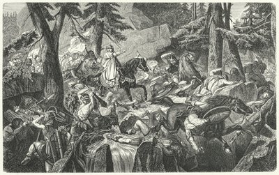 Carlos Magno atravessando os Alpes, 773 (gravura) de Hippolyte Delaroche