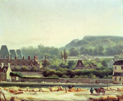 O Hopital Saint-Louis e o Buttes-Chaumont em 1830 de Hippolyte Adam
