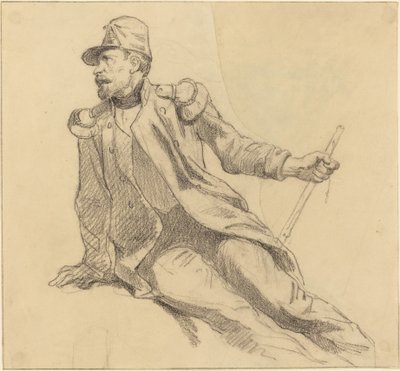 Um soldado sentado de Hippolyte Bellange