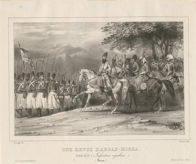 Prince, marechal-de-campo Abbas Mirza 1789-1833, inspeciona o regimento de infantaria, 1835 de Hippolyte Bellange