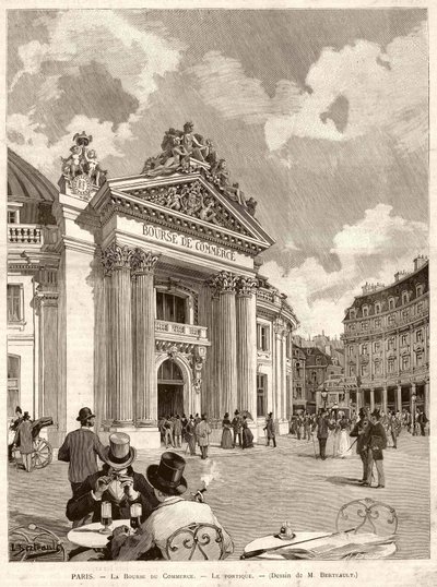 A Bolsa de Valores em Paris, em 1889. Desenho de M. Berteault de Hippolyte Berteaux