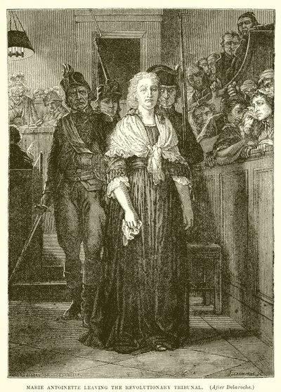 Maria Antonieta deixando o tribunal revolucionário de Hippolyte Delaroche