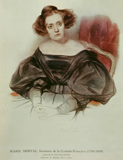 Marie Dorval (1798-1849) em Traje, 1831 (wc no papel) de Hippolyte Delaroche