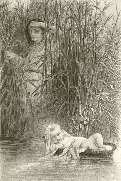 Moisés nos juncos (gravura) de Hippolyte Delaroche