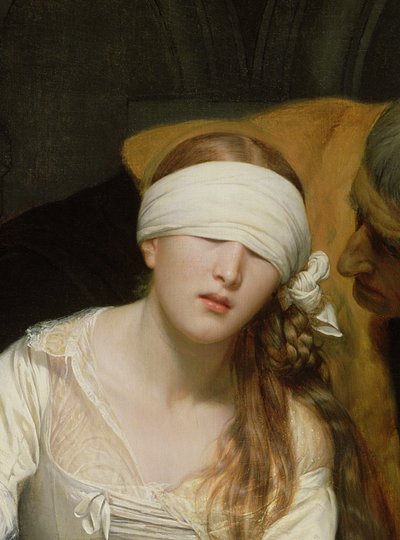 A execução de Lady Jane Gray, 1833 (detalhe de 72630) de Hippolyte Delaroche