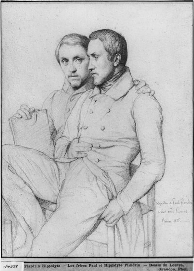 Duplo retrato de Hippolyte e Paul Flandrin, 1835 (chumbo preto sobre papel) de Hippolyte Flandrin
